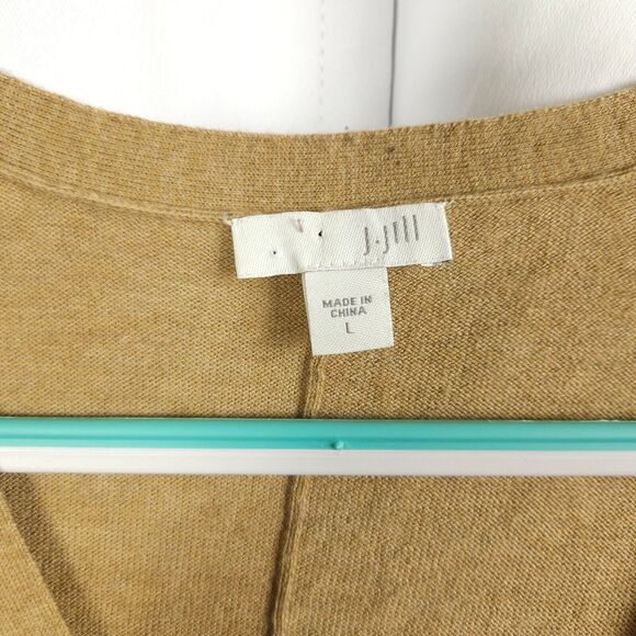 J Jill Womens Large Brown Tan  Wool Blend Long Sleeve Cardigan Sweater - Picture 2 of 7